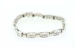 Exquisite Ladies 14K White Gold Bracelet with 52 Fine Baguette Diamonds