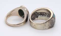 Lot of 2 Vintage Sterling Silver Turquoise Rings