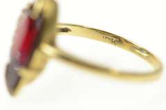 10K Yellow Gold Marquise Syn. Garnet CZ Retro Statement Ring