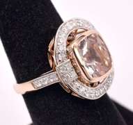 Amazing Morganite & Diamond Ring, 14KT Rose Gold