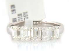Romantic 18kt White Gold 2ctw Emerald Cut Diamond Five Stone Band