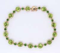 Powerful Yellow Gold Peridot and Tsavorite Bracelet