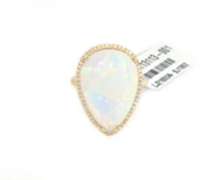 Majestic Yellow Gold Pear Opal and Diamond Ring