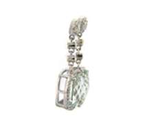 Majestic White Gold Prasiolite and Diamond Dangle Earrings