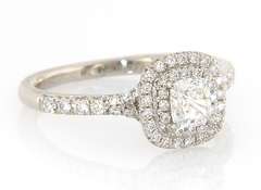 Tiffany & Co Cushion Diamond Solesto Double Frame Engagement Ring
