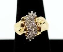 Gorgeous Wavy 10k Gold Diamond Ring
