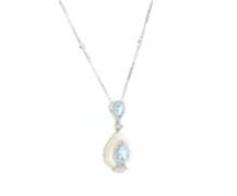 Brand new Aquamarine and Diamond and Mother of Pearl Pendant on Chain