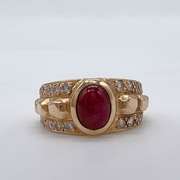 18kt Yellow Gold, Ruby, & Diamond Band Ring