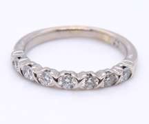 Sparkling White Gold Leo Cut Diamond Band