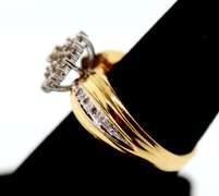 Round Diamond Cluster Ring with Gorgeous 10k Gold Band
