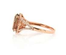 Incredible Rose Gold Golden Topaz and Diamond Ring