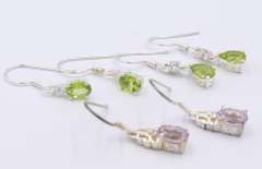 Group Lot of 3 Gemstone Dangle Earrings