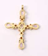 Ravishing Rose Quartz, Emerald, and Pearl Pendant in 18K Yellow Gold