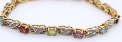 Vintage Sterling Silver Multi Gemstone Tennis Bracelet