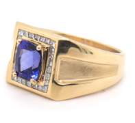 Incredible Yellow Gold Tanzanite and Diamond Ring