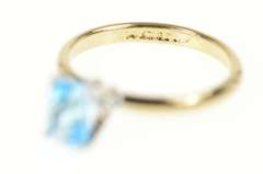 Gold Plated Sim. Emerald Cut Blue Topaz Solitaire Ring