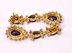 Sensational 22.45CTW Sapphire & 2.08CTW Diamond  Earrings in Gold Plated Sterling Silver