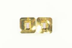 14K Yellow Gold Emerald Cut Sim. Amethyst Squared Stud Earrings