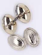 Art Deco Vintage White Gold Retro oval Cufflinks