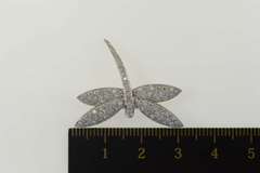 18K White Gold 0.94 Ctw Pave Diamond Dragonfly Statement Pendant