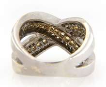 Modern White Gold Princess Yellow Sapphire and Diamond X Ring