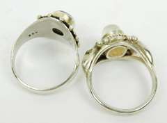 2 Moonstone Cabochon Sterling Rings, 7 & 7.5