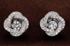 Glamorous Flower Sterling Silver Earrings