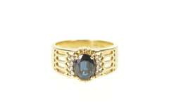 14K Yellow Gold Oval Natural Amethyst Diamond Statement Ring