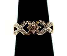 Weaving Floral Diamond 10k Gold Ring