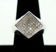 MEN'S 14K WHITE GOLD DIAMOND RING. 1.50 CARAT