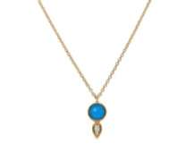 Gabriel Yellow Gold Rock Crystal, Turquoise and Diamond Necklace