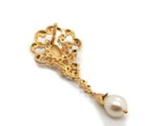 Charming 18kt Pearl and Diamond Vinateg Inspired Dangle Earrings