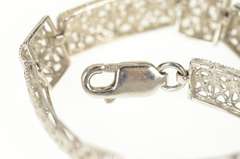 10K White Gold Squared Sparkly Studded Pattern Statement Bracelet