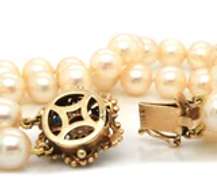 Stunning Cultured Pearl Double Strand Sapphire Flower Clasp Bracelet