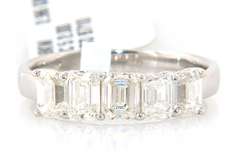 Romantic 18kt White Gold 2ctw Emerald Cut Diamond Five Stone Band