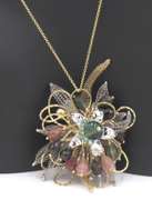 Significant Yellow Gold Italian Tour and Quartz Woven Pendant on Chain