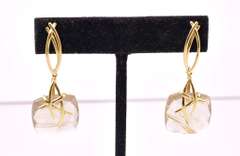 Fancy & Unique Rubilated Quartz Earrings, 18KT
