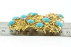 18K yellow gold Turquoise and Diamond Converter Brooch with Reef Design