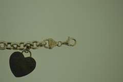 Italian Sterling Silver Rolo Chain hear charm Bracelet