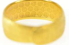 22K Yellow Gold Ornate Chinese Character Fortune Wrap Band Ring