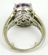 Very Fine Sterling Amethyst & Diamonds Halo Ring, 6