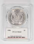 MS65 1886 Morgan Silver Dollar - Mercanti Signed - Graded PCGS