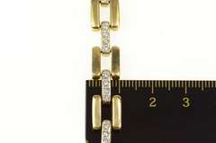 14K Yellow Gold 1.20 Ctw Diamond Two Tone Bar Link Chain Bracelet