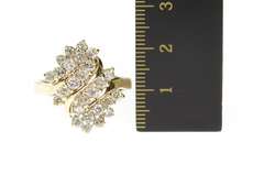 14K Yellow Gold 1.56 Ctw Retro Diamond Bypass Cluster Ring