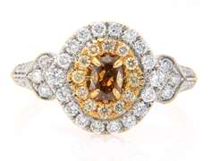 Incredible White Gold Brown Diamond and White Diamond Double Frame Ring