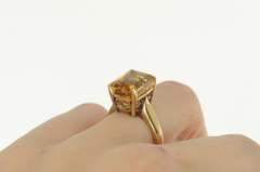 18K Yellow Gold 1960's Emerald Cut Citrine Ornate Cocktail Ring