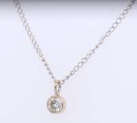 Elegant 14kt WG Round Diamond Bezel Set Necklace