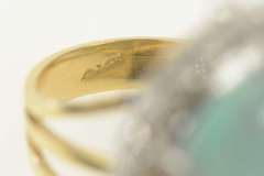 14K Yellow Gold 23.54 Ctw Pear Opal Diamond Halo Cocktail Ring