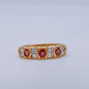 18kt Yellow Gold, Ruby, & Diamond Band Ring