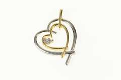 10K White Gold Two Tone Diamond Heart Love Symbol Pendant